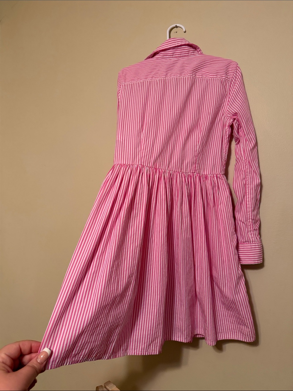Ralph Lauren Pink and White Striped Cotton Shirt Dress for Kids - Picture 5 of 5